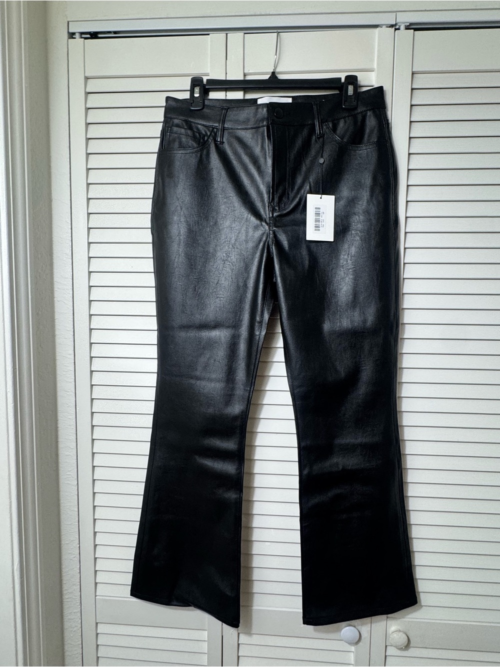 Dear John Black Straight Leg Faux Leather Jeans